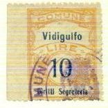 Marca da Bollo del Comune di VIDIGULFO su Carta Bianca Sottile di dimensioni 22 x 29,5 mm