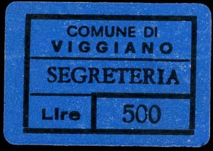 Marca da Bollo del Comune di VIGGIANO su Carta Bianca di dimensioni 25 x 17 mm