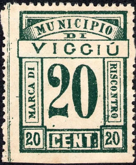 Marca da Bollo del Comune di VIGGIU´ su Carta Bianca di dimensioni 25 x 32 mm