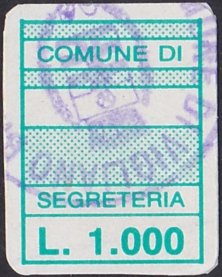 Marca da Bollo del Comune di VIGLIANO BIELLESE su Carta Bianca Sottile di dimensioni 15 x 20 mm