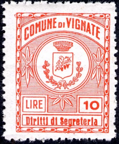 Marca da Bollo del Comune di VIGNATE su Carta Bianca di dimensioni 22 x 28 mm