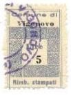 Marca da Bollo del Comune di VIGONOVO su Carta Bianca di dimensioni 19,5 x 28,5 mm