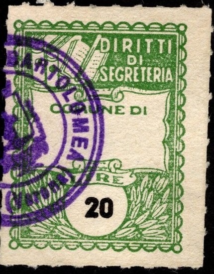 Marca da Bollo del Comune di VILLA BARTOLOMEA su Carta Bianca di dimensioni 21 X 27 mm