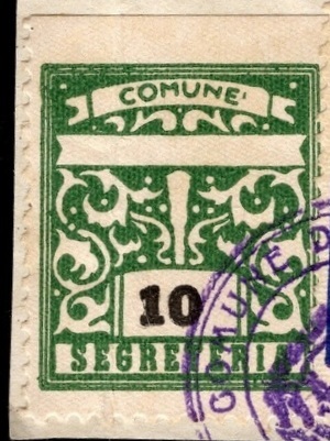 Marca da Bollo del Comune di VILLA BARTOLOMEA su Carta Bianca di dimensioni 21 X 27 mm