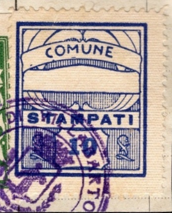 Marca da Bollo del Comune di VILLA BARTOLOMEA su Carta Bianca di dimensioni 21 X 27 mm