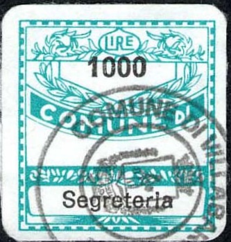 Marca da Bollo del Comune di VILLA BARTOLOMEA su Carta Bianca di dimensioni 19 x 21 mm