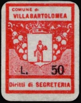 Marca da Bollo del Comune di VILLA BARTOLOMEA su Carta Bianca di dimensioni mm