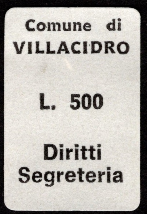 Marca da Bollo del Comune di VILLACIDRO su Carta Bianca di dimensioni 15 x 25 mm