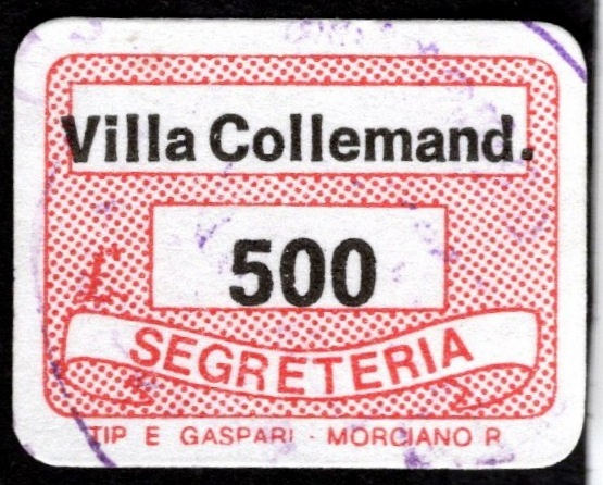 Marca da Bollo del Comune di VILLA COLLEMANDINA su Carta Bianca di dimensioni 20 x 14 mm