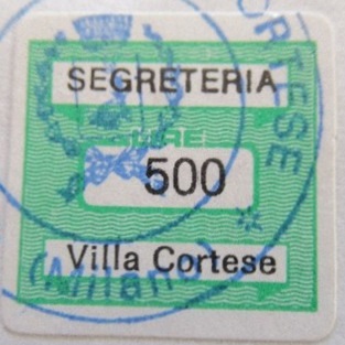 Marca da Bollo del Comune di VILLA CORTESE su Carta Bianca di dimensioni 20 x 20 mm