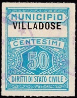 Marca da Bollo del Comune di VILLADOSE su Carta Bianca Sottile di dimensioni 22 x 29 mm