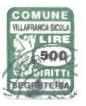 Marca da Bollo del Comune di VILLAFRANCA SICULA su Carta Bianca di dimensioni 16 x 21 mm