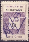 Marca da Bollo del Comune di VILLAFRATI su Carta Bianca di dimensioni 19,5 x 28,5 mm