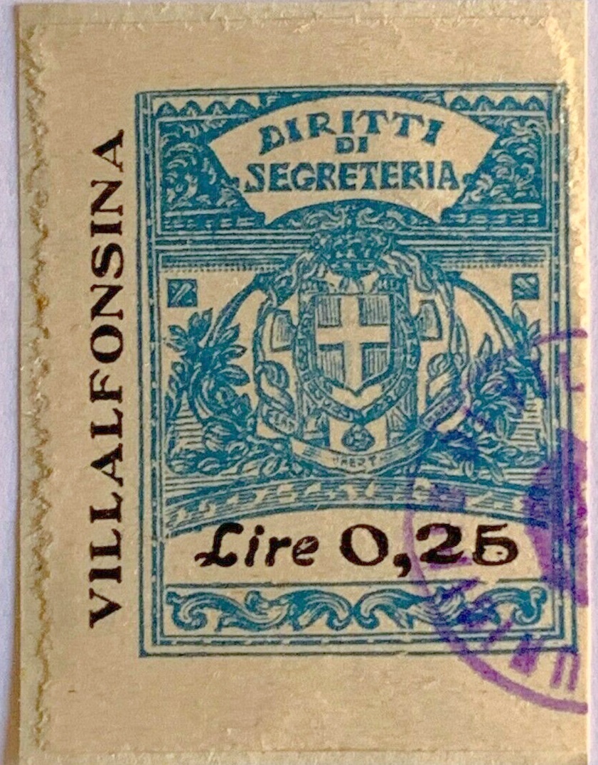 Marca da Bollo del Comune di VILLALFONSINA su Carta Bianca di dimensioni mm