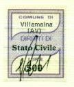 Marca da Bollo del Comune di VILLAMAINA su Carta Bianca di dimensioni 19,5 x 24 mm