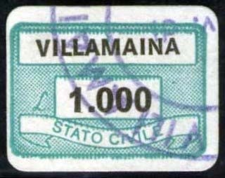 Marca da Bollo del Comune di VILLAMAINA su Carta Bianca di dimensioni 19 x 14 mm