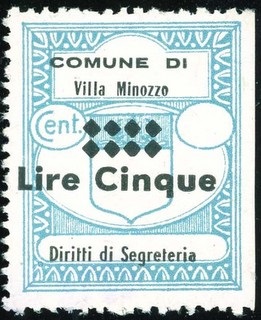 Marca da Bollo del Comune di VILLA MINOZZO su Carta Bianca di dimensioni mm