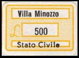 Marca da Bollo del Comune di VILLA MINOZZO su Carta Bianca di dimensioni 18,5 x 12,5 mm