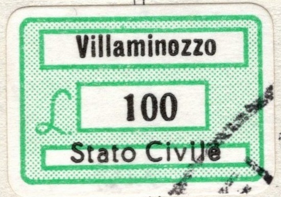 Marca da Bollo del Comune di VILLA MINOZZO su Carta Bianca di dimensioni 18,5 x 12,5 mm