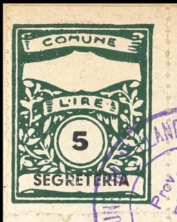 Marca da Bollo del Comune di VILLANDRO su Carta Bianca di dimensioni 22,5 x 29 mm