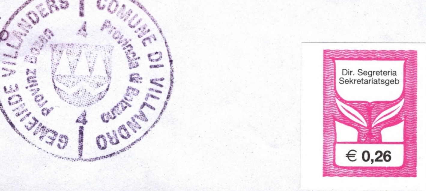 Marca da Bollo del Comune di VILLANDRO su Carta Bianca di dimensioni 16 x 22 mm