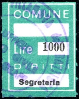 Marca da Bollo del Comune di VILLANOVA DEL BATTISTA su Carta Bianca di dimensioni 21 x 26,5 mm