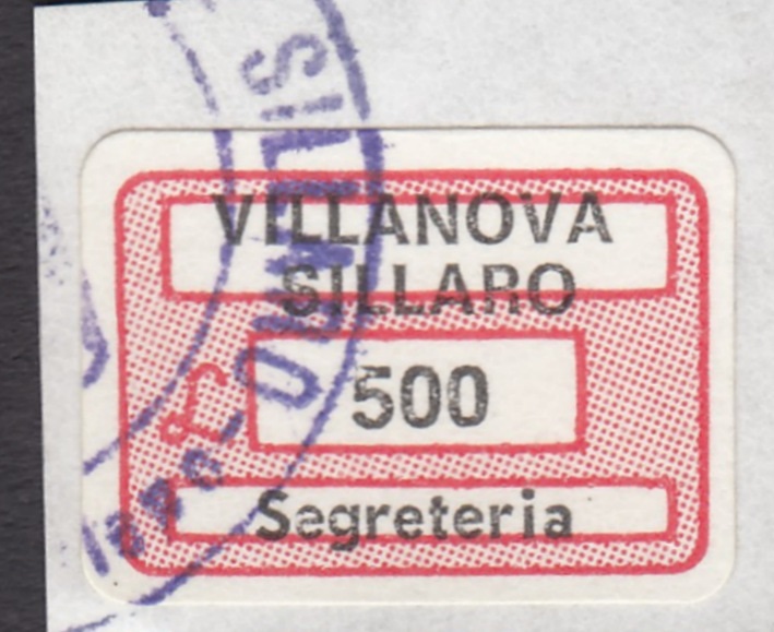 Marca da Bollo del Comune di VILLANOVA SILLARO su Carta Bianca di dimensioni 20 x 14 mm