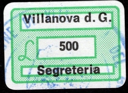 Marca da Bollo del Comune di VILLANOVA DEL GHEBBO su Carta Bianca di dimensioni 20,5 x 13,5 mm