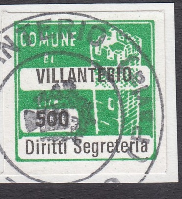 Marca da Bollo del Comune di VILLANTERIO su Carta Bianca di dimensioni 20 x 20 mm