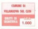 Marca da Bollo del Comune di VILLANUOVA SUL CLISI su Carta Bianca di dimensioni 26 x 18 mm