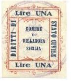 Marca da Bollo del Comune di VILLAROSA su Carta Bianca Sottile di dimensioni 29 x 35 mm