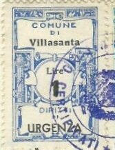 Marca da Bollo del Comune di VILLASANTA su Carta Avana di dimensioni 24 x 33 mm