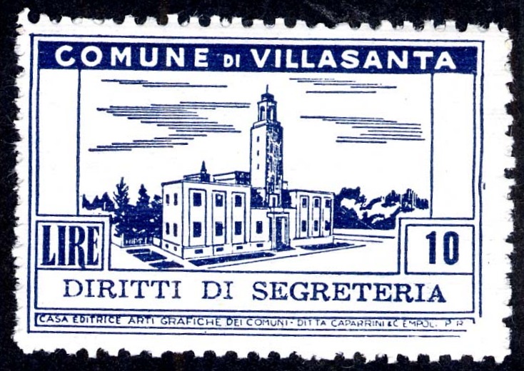 Marca da Bollo del Comune di VILLASANTA su Carta Bianca di dimensioni 42,5 x 28 mm