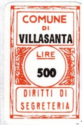Marca da Bollo del Comune di VILLASANTA su Carta Bianca di dimensioni 18 x 27 mm
