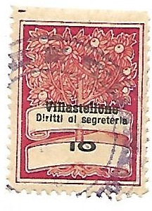 Marca da Bollo del Comune di VILLASTELLONE su Carta Colorata di dimensioni 22,5 X 33 mm