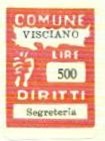 Marca da Bollo del Comune di VISCIANO su Carta Bianca di dimensioni 20 x 27 mm