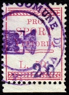 Marca da Bollo del Comune di VITTORIA su Carta Bianca di dimensioni 19 x 24 mm