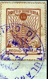Marca da Bollo del Comune di VITULANO su Carta Bianca di dimensioni 21,5 x 29,5 mm