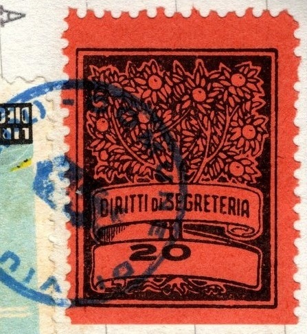Marca da Bollo del Comune di VIU su Carta Colorata di dimensioni 20 x 14 mm