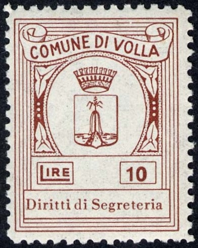 Marca da Bollo del Comune di VOLLA su Carta Bianca di dimensioni 22 x 29 mm