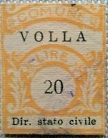 Marca da Bollo del Comune di VOLLA su Carta Bianca di dimensioni mm