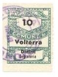 Marca da Bollo del Comune di VOLTERRA su Carta Bianca Sottile di dimensioni 22 x 28 mm