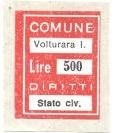 Marca da Bollo del Comune di VOLTURARA IRPINA su Carta Bianca di dimensioni 21 x 26,5 mm