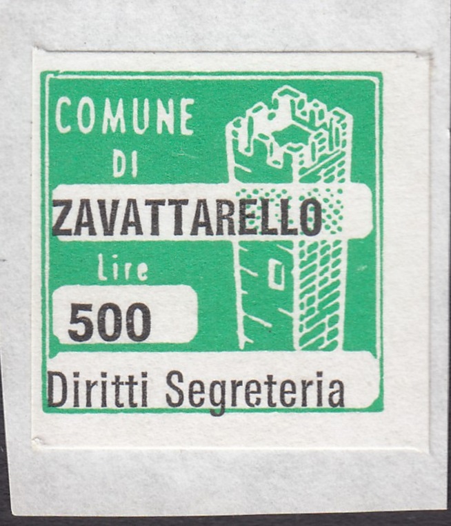 Marca da Bollo del Comune di ZAVATTARELLO (ZAVATTARELLO VALVERDE) su Carta Bianca di dimensioni 20 x 20 mm