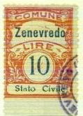 Marca da Bollo del Comune di ZENEVREDO su Carta Bianca di dimensioni 22 x 29 mm