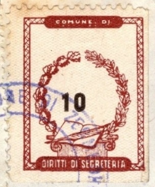Marca da Bollo del Comune di ZERMEGHEDO su Carta Bianca di dimensioni 21 X 27 mm
