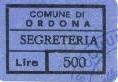 Marca da Bollo del Comune di ORDONA su Carta Bianca di dimensioni 24 x 17 mm
