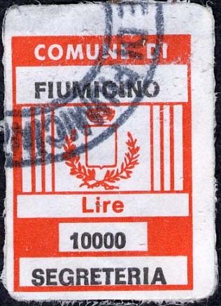 Marca da Bollo del Comune di FIUMICINO su Carta Bianca di dimensioni 18 x 26 mm