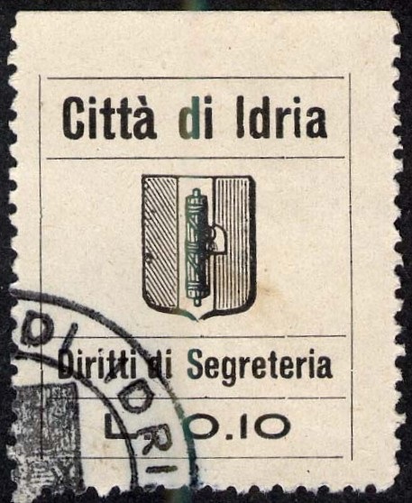 Marca da Bollo del Comune di IDRIA su Carta Bianca di dimensioni mm