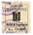 Marca da Bollo del Comune di CORGNALE su Carta Bianca Sottile di dimensioni 24 x 29 mm
